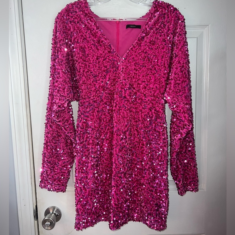 Pink Sequin Mini Dress